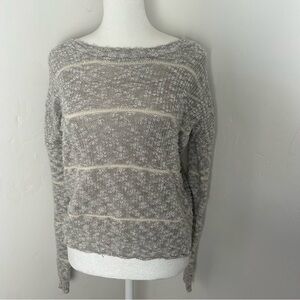 Hippie Rose Gray and Cream Striped Sweater